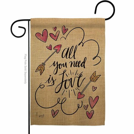 PATIO TRASERO G135051-BO All You Need is Love Springtime Valentine Double-Sided  Garden Flag, Multi Color PA3903065